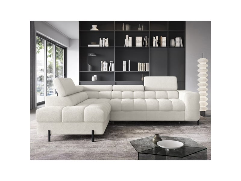 Canapé d'angle gauche convertible blanc alpin 5 places ferrum avec couchage 276x93x200cm - Conforama C