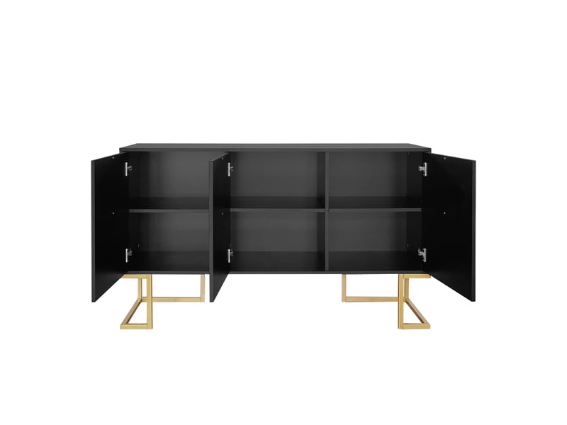  Buffet 3 portes 138 x 40 x 80,5 cm, étagères réglables, façades rainurées, poignées métal, noir Jamama eleni - Conforama R