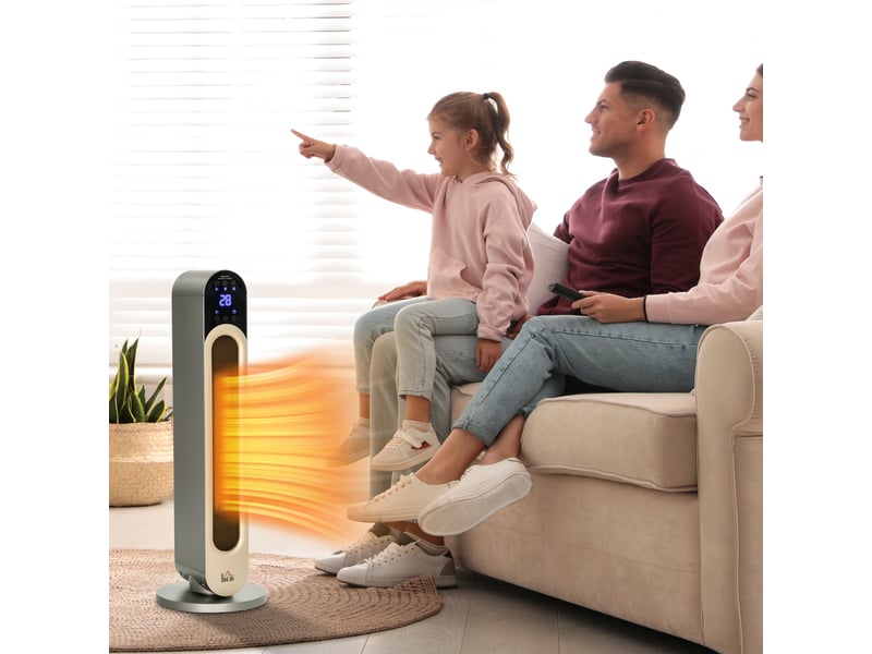  Chauffage soufflant oscillant 11002200 w - mini radiateur céramique ptc - télécommande incluse - chauffage d'appoint noir  - Conforama B
