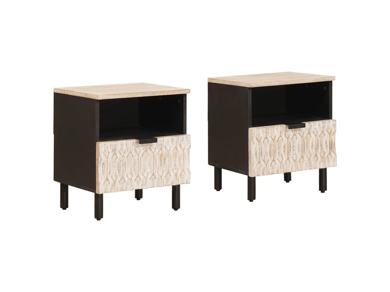  Table de chevet avec tiroir 2 pièces blanc 40 x 33 x 46 cm  - Conforama B