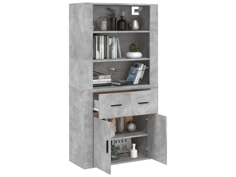  Buffet haut - bahut - meuble de rangement gris béton bois d'ingénierie  - Conforama E