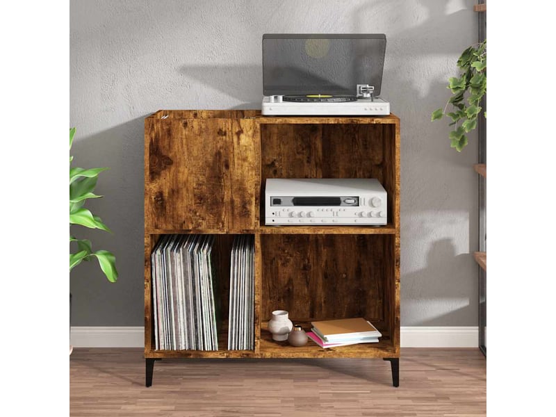  Armoire à disques, armoire de rangement chêne fumé 84,5x38x89 cm bois d'ingénierie shl1750  - Conforama C