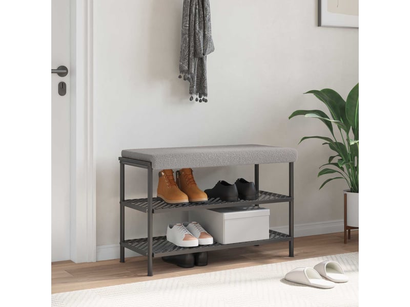 Coussin de banc, coussin d'assise, coussin de canapé tissu sherpa gris clair profondeur 35 cm cf53830 - Conforama B
