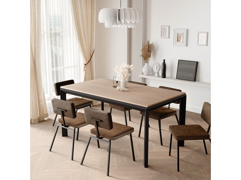  Table à manger extensible faro - 6-10 personnes - rectangulaire - 180x90x76 cm - cremona noir FARO - Conforama B