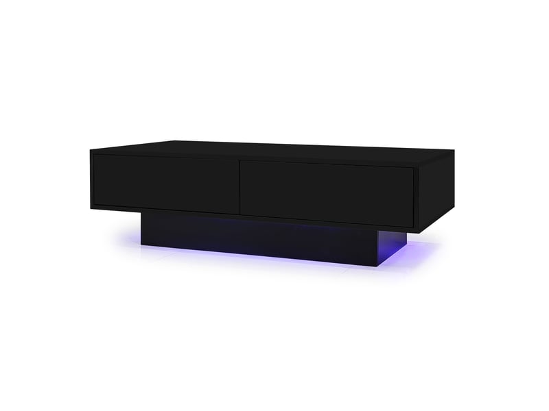  Table basse rectangulaire en panneaux de particules avec lumière led et 2 tiroirs,noir table basse noir - Conforama D