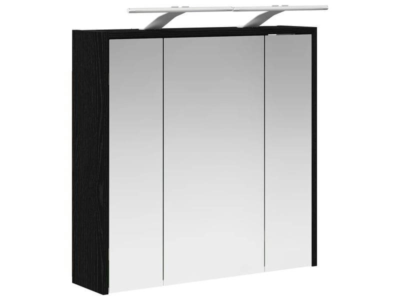 Armoire miroir salle de bain, meuble de rangement chêne noir 63.5x16x62.5 cm shl9681 - Conforama E