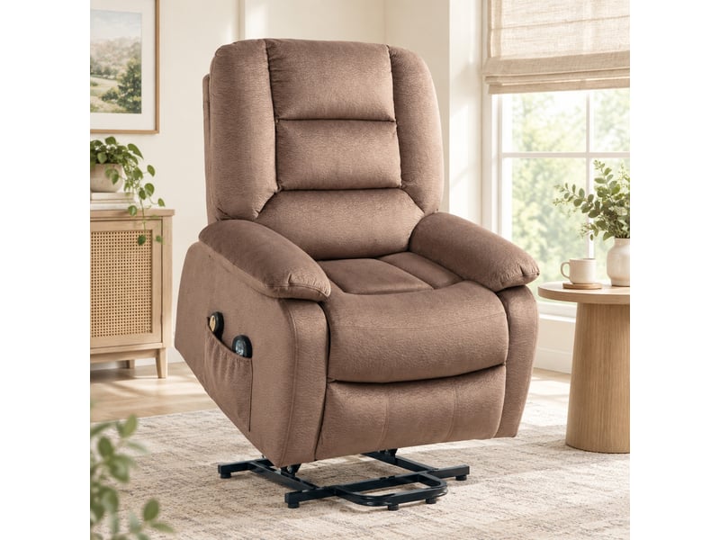  Fauteuil relax électrique marron avec aide au lever, massage et chaleur 90x93x110 cm  - Conforama E