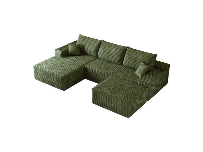  Canapé d'angle, canapé modulable, vert, assise profonde, livré monté, design moderne, 270 cm, pour salon, appartement, chambre  - Conforama B