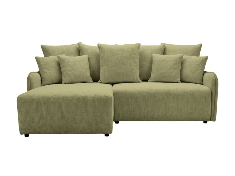  Portofino - canapé d'angle convertible tissu chenille 3 places vert  - Conforama A