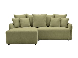 Canapé d'angle réversible convertible CASANOVA 3 places Tissu vert avec coffre de rangement