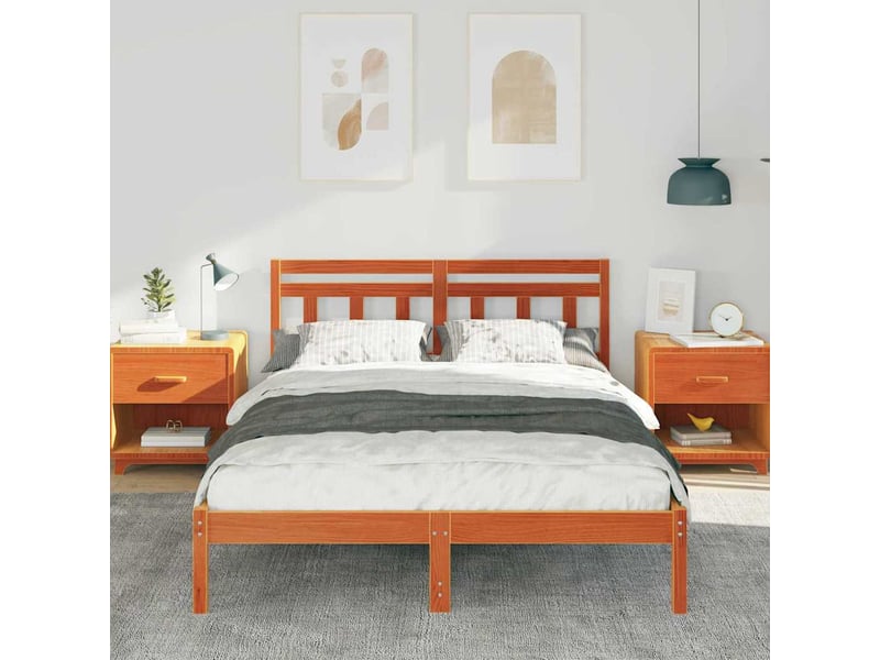 Lit double- lit adulte - cadre de lit marron 120 x 190 cm pin massif - Conforama B