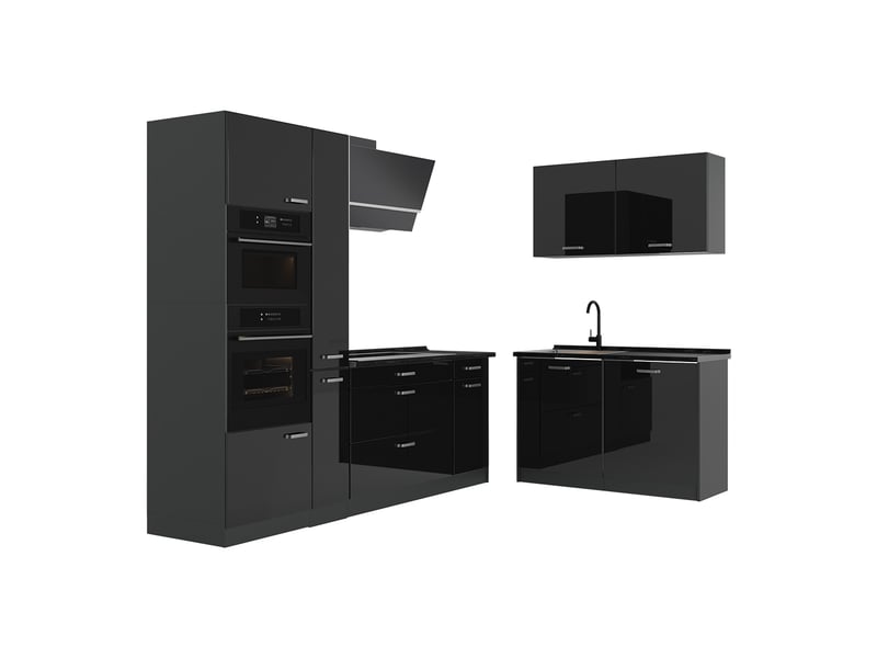  Vicco cuisine en angle, noir haute brillanceanthracite, 230 x 120 cm sans plan de travail  - Conforama A