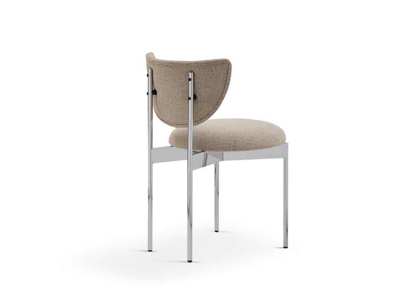  Lot de 2 chaises de salle à manger 54x47x76 cm, style scandinave, dossier arrondi, tissu et métal, kaki clair  - Conforama E