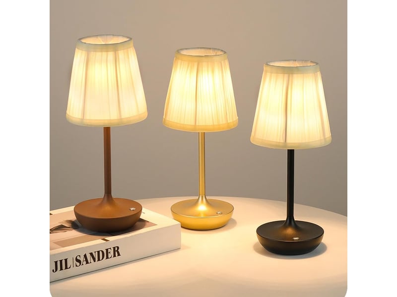  Lampe de table led sans fil rechargeable usb 1200 mah, tactile et à intensité réglable, pour intérieur et extérieur, marron  - Conforama E