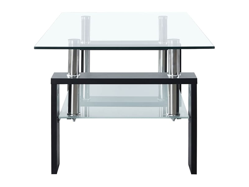  Table basse | table de salon noir et transparent 95x55x40 cm verre trempé  - Conforama E