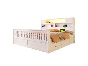 Lit avec rangement 180x200 cm MAISENTIEL   coloris blanc