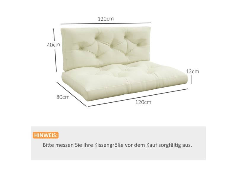  Ensemble de coussins d’assise 120x80x12 cm à boutons crème  - Conforama E
