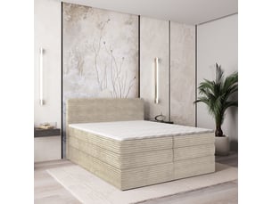 Lit avec rangement 140x200 cm <strong>MASSENO</strong>  <strong></strong> coloris beige