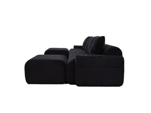 Canapé modulable, canapé de salon — porte-gobelets, en velours tricoté, noir