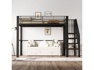Lit mezzanine 140x200 cm REDOM coloris noir