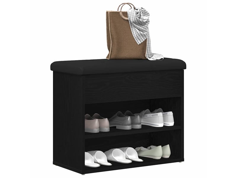  Banc chambre, banc de rangement chêne noir 62x32x50 cm bois d'ingénierie  - Conforama C