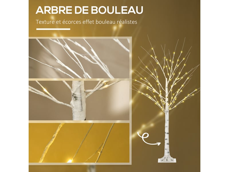  Arbre lumineux led - décoration lumineuse blanc chaud - 96 leds - usage intérieur - décoration de noël chambre maison blanc - 150 cm  - Conforama E