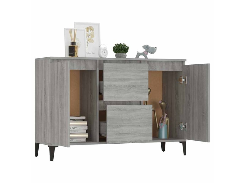  Buffet - bahut - meuble de rangement sonoma gris 102x35x70 cm bois d'ingénierie  - Conforama D