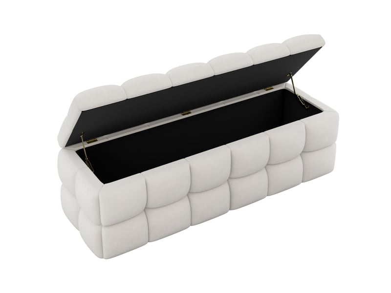  Banc de lit capitonné beige 120x40x40 cm avec couvercle relevable  - Conforama A