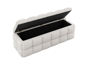 Banc de lit capitonné beige 120x40x40 cm avec couvercle relevable
