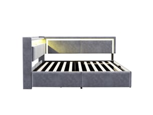 Lit coffre 90x200 cm ZOVIRA   coloris gris