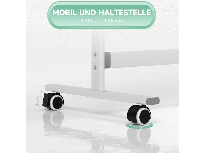  Tableau blanc magnétique mobile 120 x 90 cm – blanc – double face pivotante avec accessoires et freins  - Conforama D