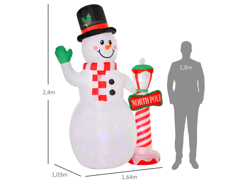  Décoration de noël, bonhomme de neige gonflable, 2,4 m, éclairage led, souffleur, blanc  - Conforama E