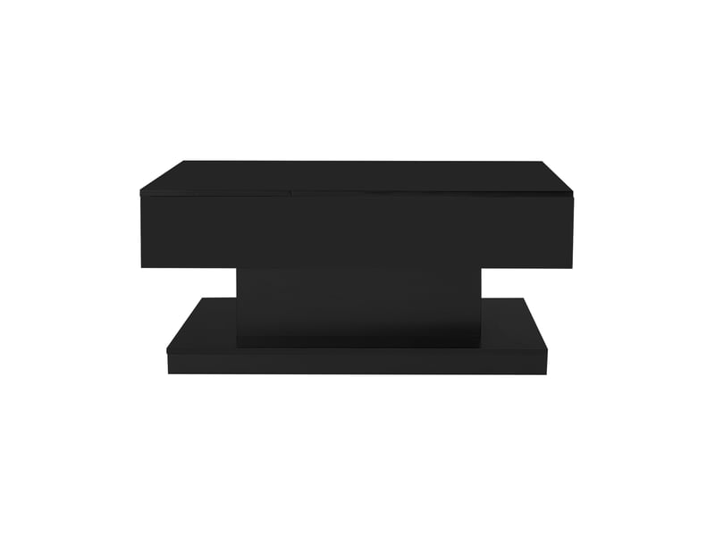 Table basse relevable avec plateau coulissant, led et rangement, finition brillante, pour salon, en aggloméré, 100 × 50 × 45 cm, noir - uvrion - Conforama A