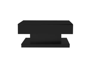 Table basse relevable avec plateau coulissant, led et rangement, finition brillante, pour salon, en aggloméré, 100 × 50 × 45 cm, noir - uvrion