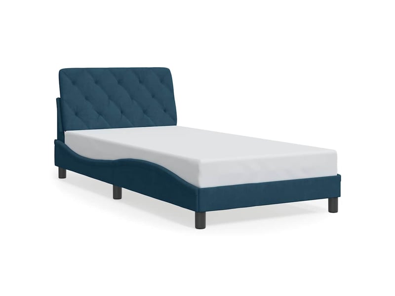 Lit simple- lit adulte - cadre de lit avec led sans matelas bleu 100x200 cm velours - Conforama D