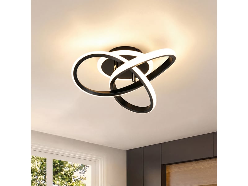  Plafonnier led 21w moderne avec fonction mémoire 3 températures 3000-6500k, lampe de plafond cri80 2100lm, lustre salon pour cuisine et chambre, noir OPULERANE TRADING LTD - Conforama B