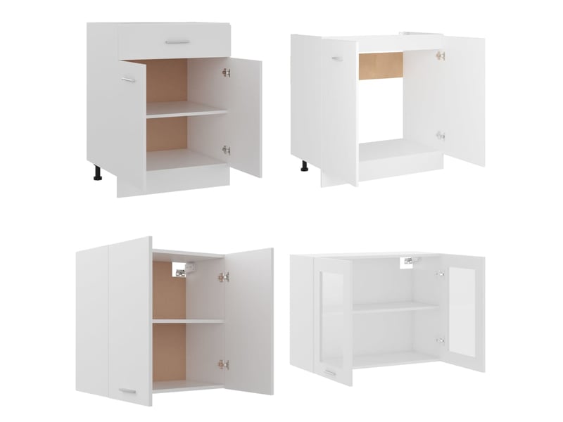  Ensemble de 4 meubles de cuisine en bois d'ingénierie blanc  - Conforama E