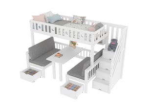 Lit mezzanine 90x200 cm WISHDOR   coloris blanc