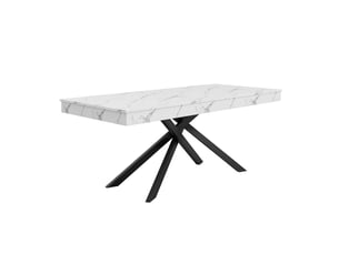 Table à manger extensible 140180 x 80 cm pour 6 à 8 personnes, forme rectangulaire, plateau épais et pieds en métal, style épuré pour salle à manger, cuisine ou salon