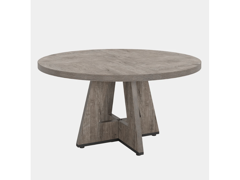Table à manger ronde 120 cm style maison de campagne — gris - Conforama A