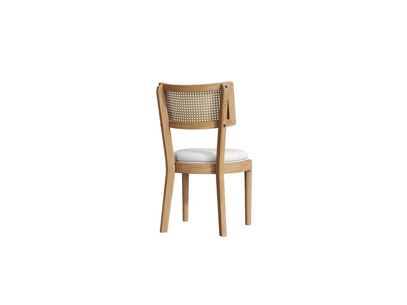  Chaises de salle à manger lot de 2 avec dossier en rotin  - assise rembourrée en lin, bois massif - bois  - Conforama A