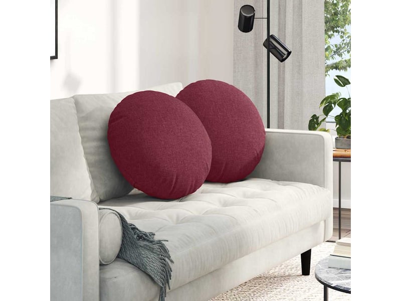  Lot de 2 coussins de siège, coussins décoratifs tissu bordeaux ø50 x 19 cm cf59779  - Conforama B