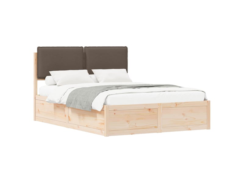  Lit double- lit adulte -  cadre de lit avec tête de lit rembourrée taupe 140 x 200 cm  - Conforama A