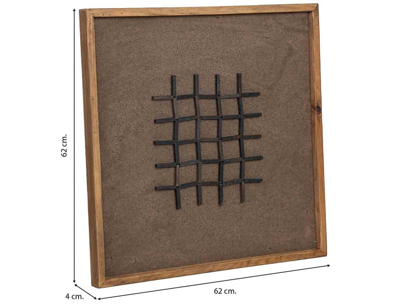 Tableau artisanal en bois recyclé relief marron et noir 62x4x62 cm h - Conforama C
