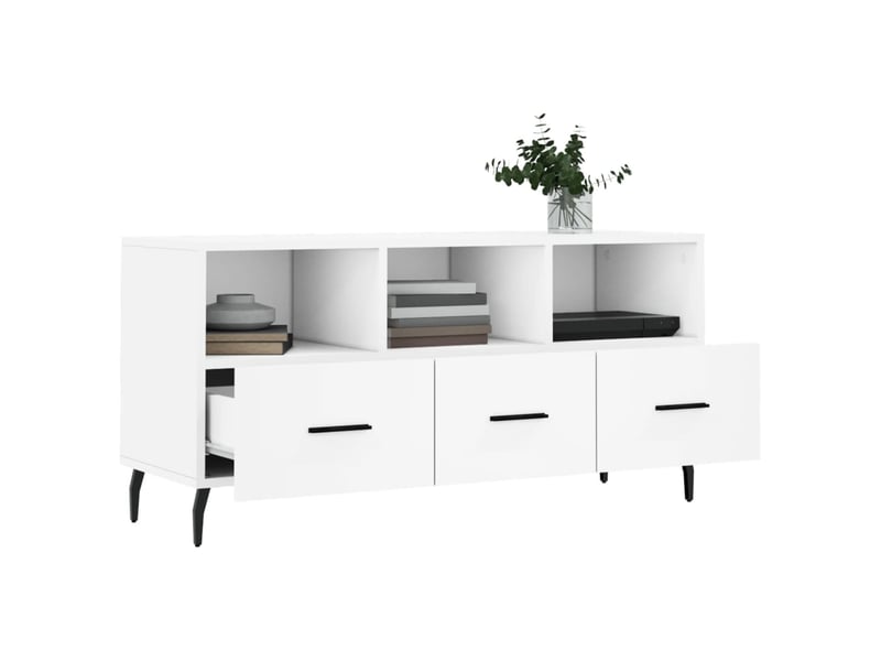  Meuble tv - banc tv - meuble de rangement blanc 102x36x50 cm bois d'ingénierie  - Conforama D