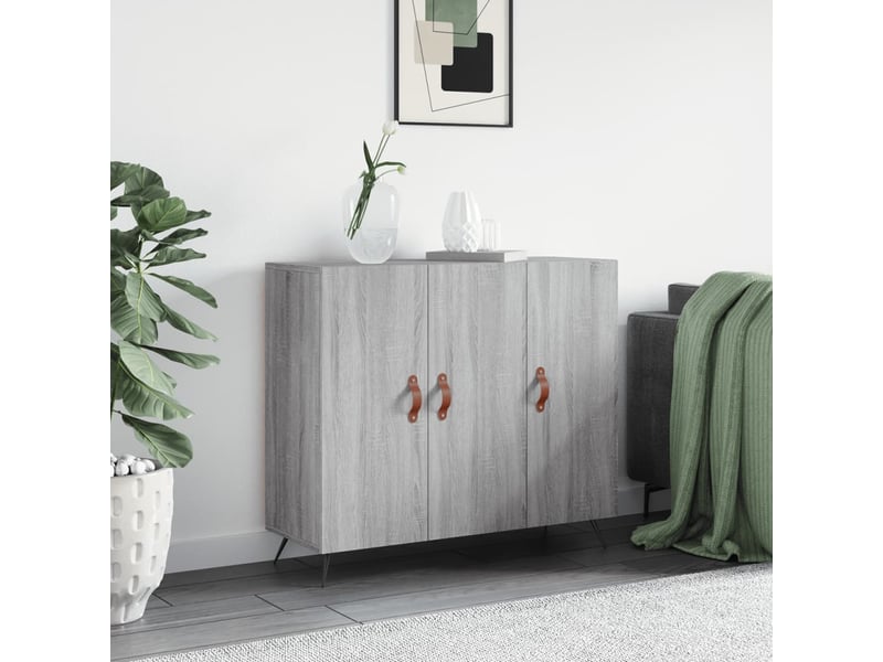  Buffet - bahut - meuble de rangement sonoma gris 90x34x80 cm bois d'ingénierie  - Conforama B