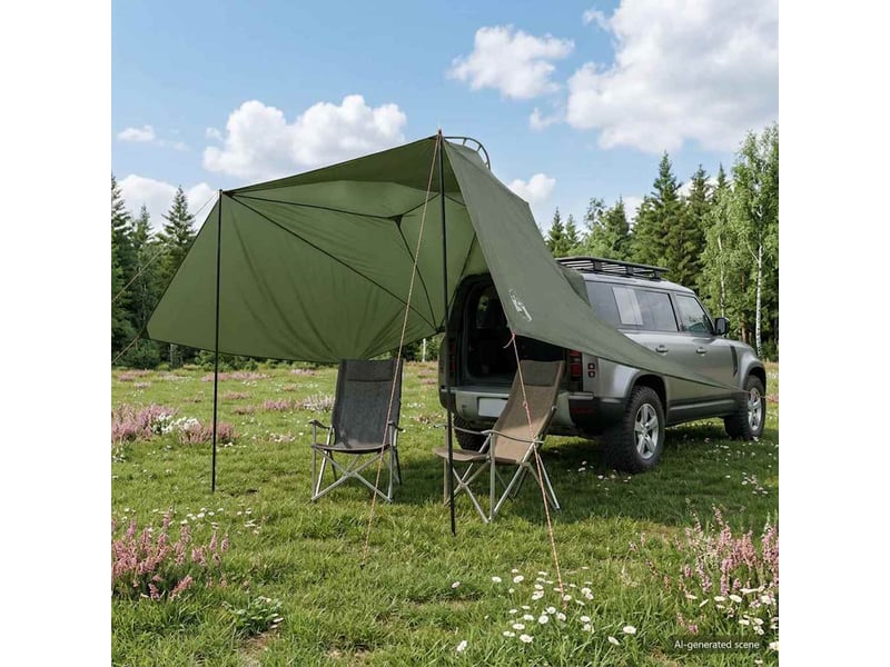  Tente voiture pour camping vert armée 350x250 cm polyester et acier  - Conforama B