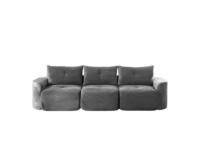  Canapé modulaire 3 places avec siège amovible, configuration 2+1 et coussins en velours côtelé gris anthracite  - Conforama A