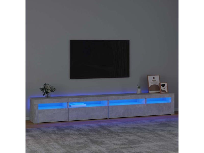  Meuble tv - banc tv - meuble de rangement avec lumières led gris béton 270x35x40 cm  - Conforama B