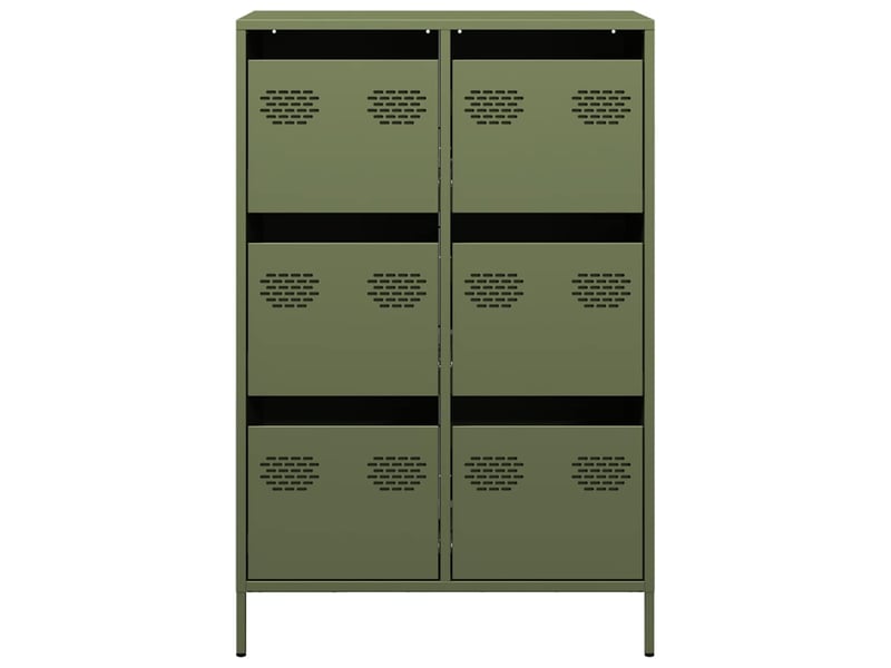  Buffet haut - bahut - meuble de rangement vert olive 68x39x101,5 cm acier  - Conforama E